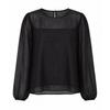Shop   Women S Korean Made Round Layered Long Sleeve blouSe Black Rei Wbl260101
