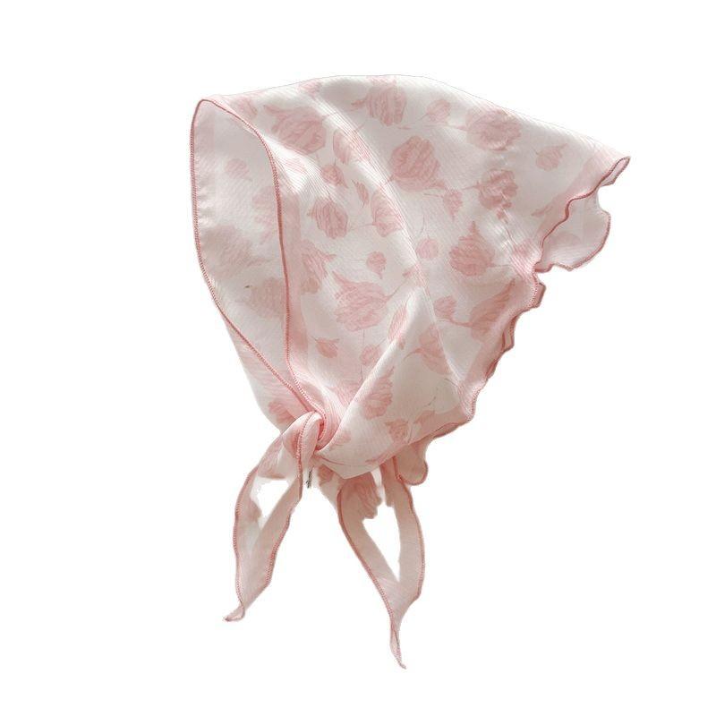 Printed Silk Scarf Women's Binding Bag Multifunctional Soft Girl Color Blocked Headscarf Triangle Korean Ins Temperament Cross-border