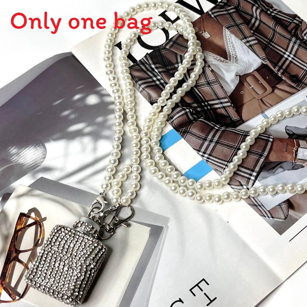 Water Diamond Mini Crossbody Bag With Pearl Chain For Streetwear Fashion