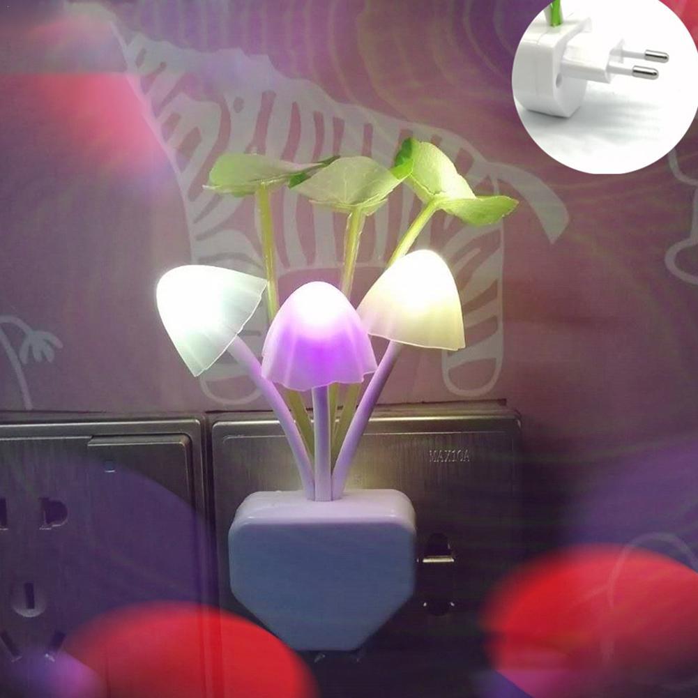 Sensor Led Night Light Color Changing Plug-in LED Mushroom Dream Bed Lamp Kids Adults Bedroom Home Decor Light Wall Lamps