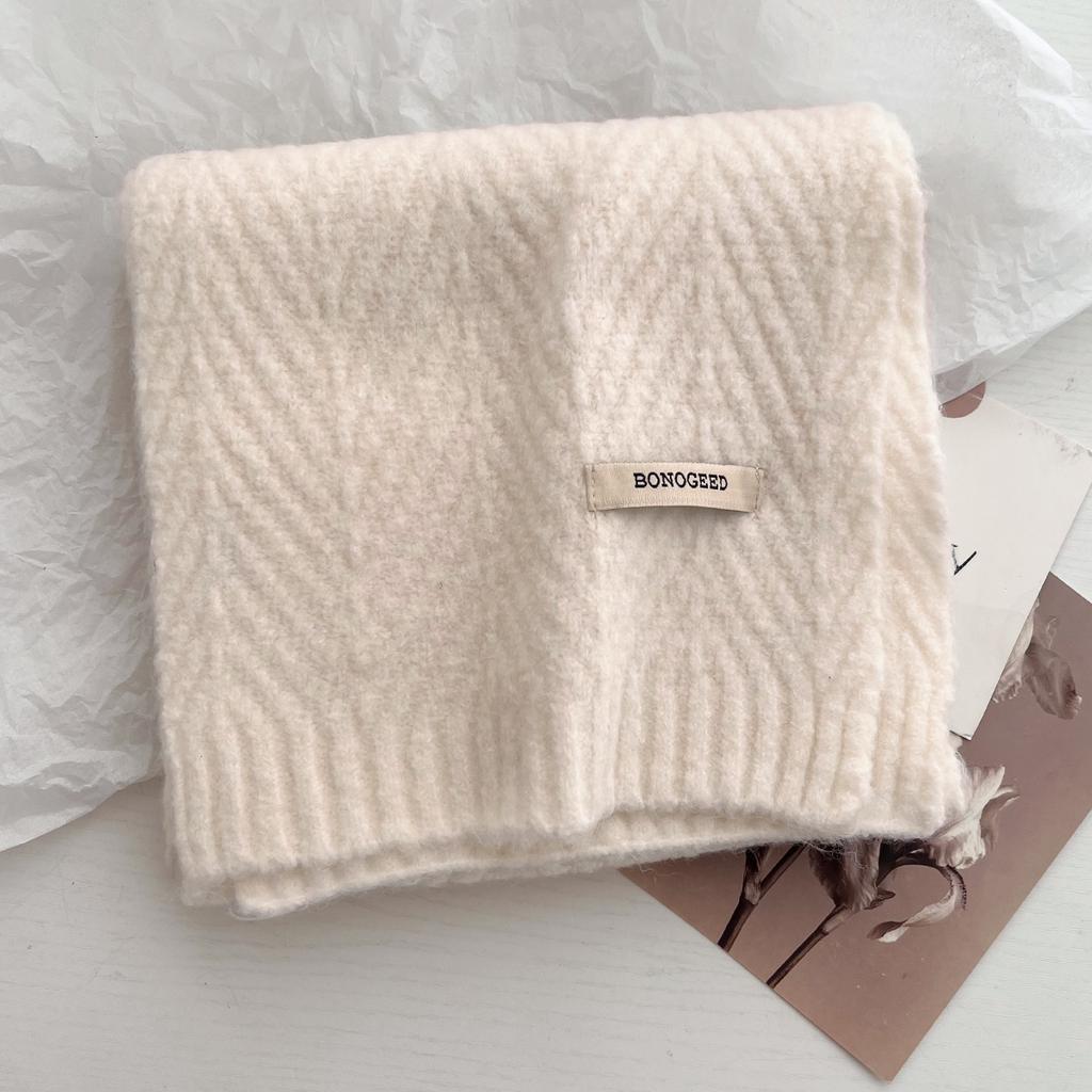 New Korea Styles Wool Knitted Small Scarf Women Winter Warm Scarves Simple Designer Thickened Shawl Soft Pashmina Neck