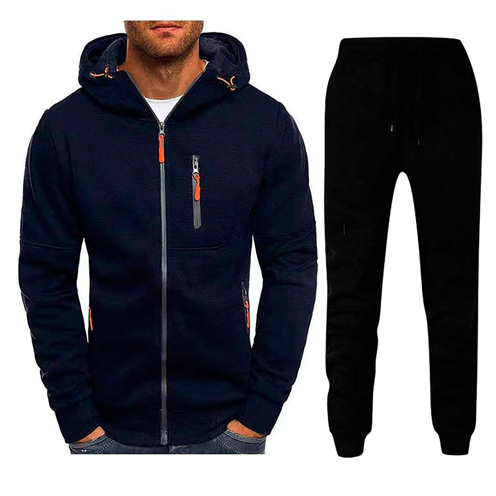 Men's Winter Sports Casual Fitness Suit With Dots Hoodie Sweatshirt And Pants