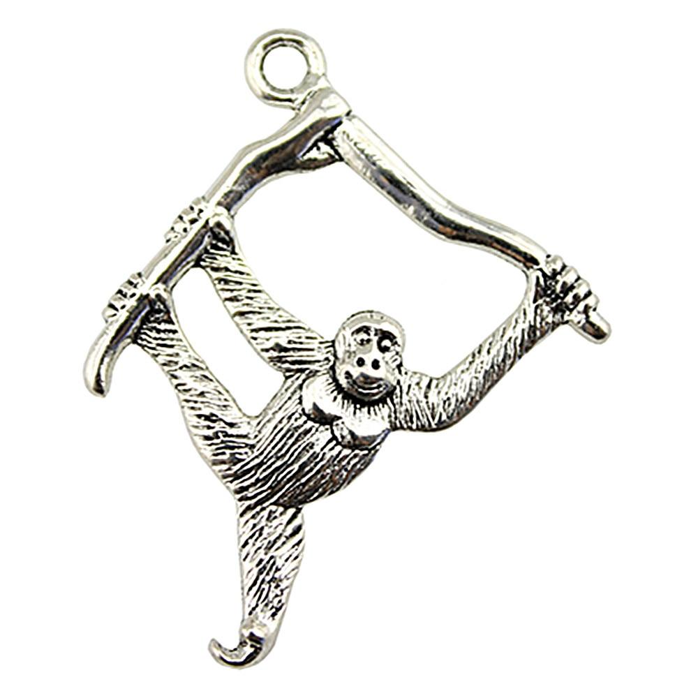 

3 шт., подвески в виде обезьяны-орангутана, винтажные ювелирные изделия, цвет антикварного серебра, бренд: WYISYWG 39x32 мм