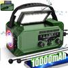 10000mAh Solar Weather Emergency Radio Am Fm Sos With Usb Charger And Compass