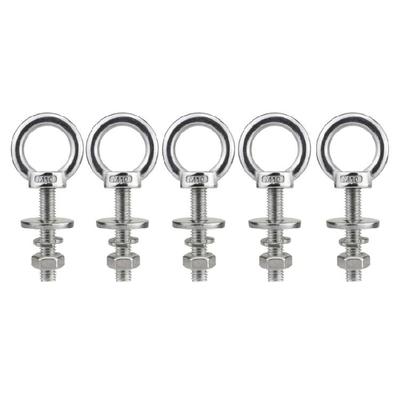 5Pcs Heavy Duty Threaded Rings Screw Eyebolts Stainless Steels Eye Bolts with Nut 10x50mm Long Shoulder Lifting Eye Bolt