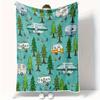 Cute Campervan Campfire Blanket Cartoon Food Digital Printed Flannel Blanket Rv Decorative Blanket