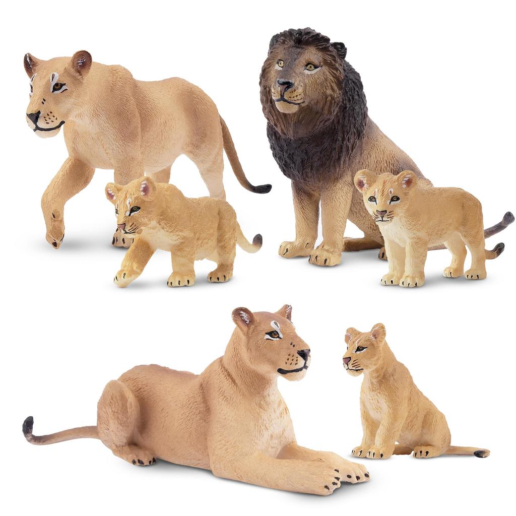 TOYMANY 6-Piece Lion Figure Set, Wild Animal Figures, Animal Models for Parents and Children, Realistic Animal Models, Popular Animal Toys, Birthday
