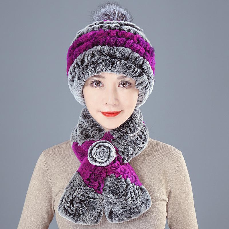 Old Man In Fur Rex Rabbit Hair Hat Ladies Autumn and Winter Mom Old Woman Warm Fox Hair Grandma Top Hat