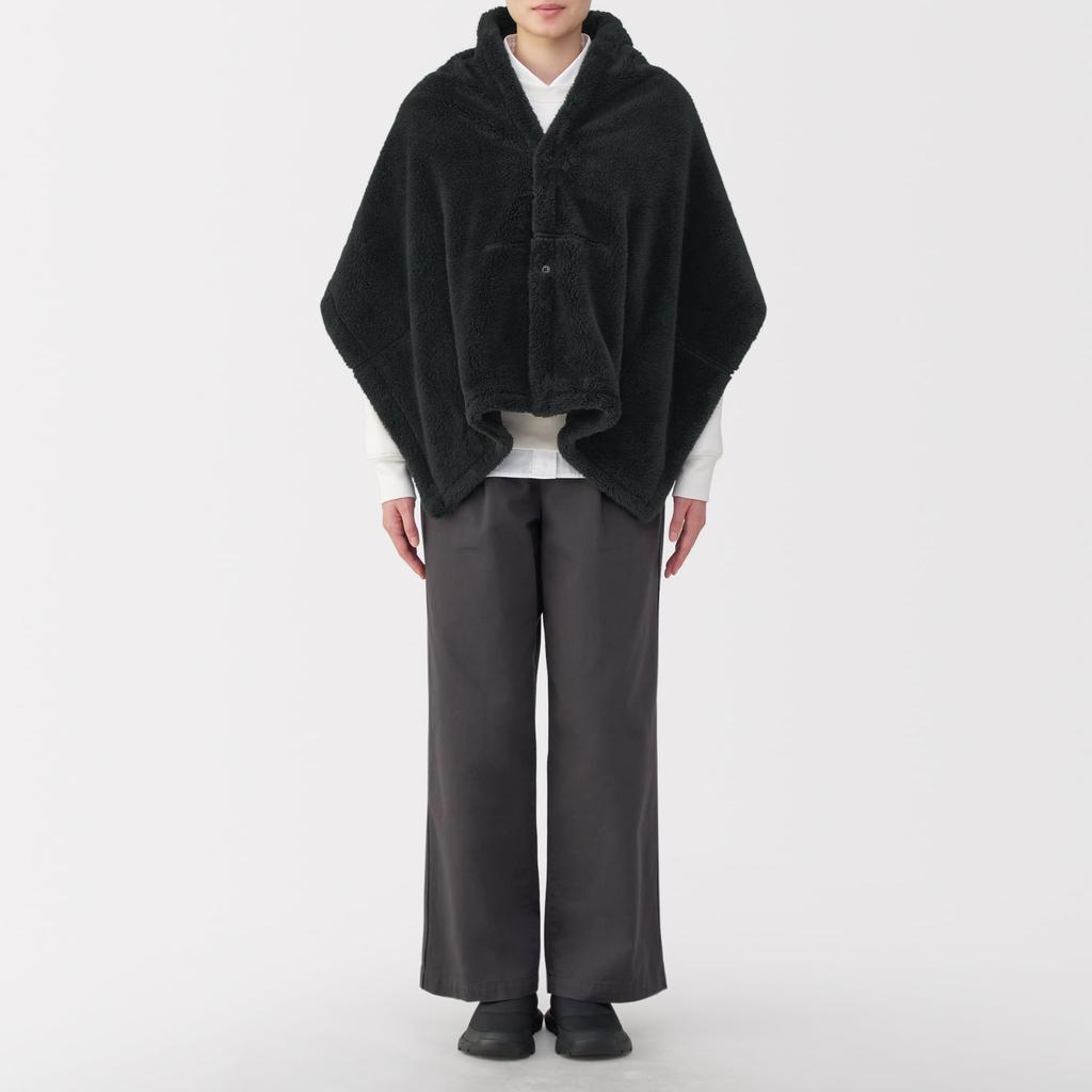 MUJI Cape Chaude en Polyester Recyclé Boa, Adulte Mixte, DDD11A5A, Noir, 45 x 160cm