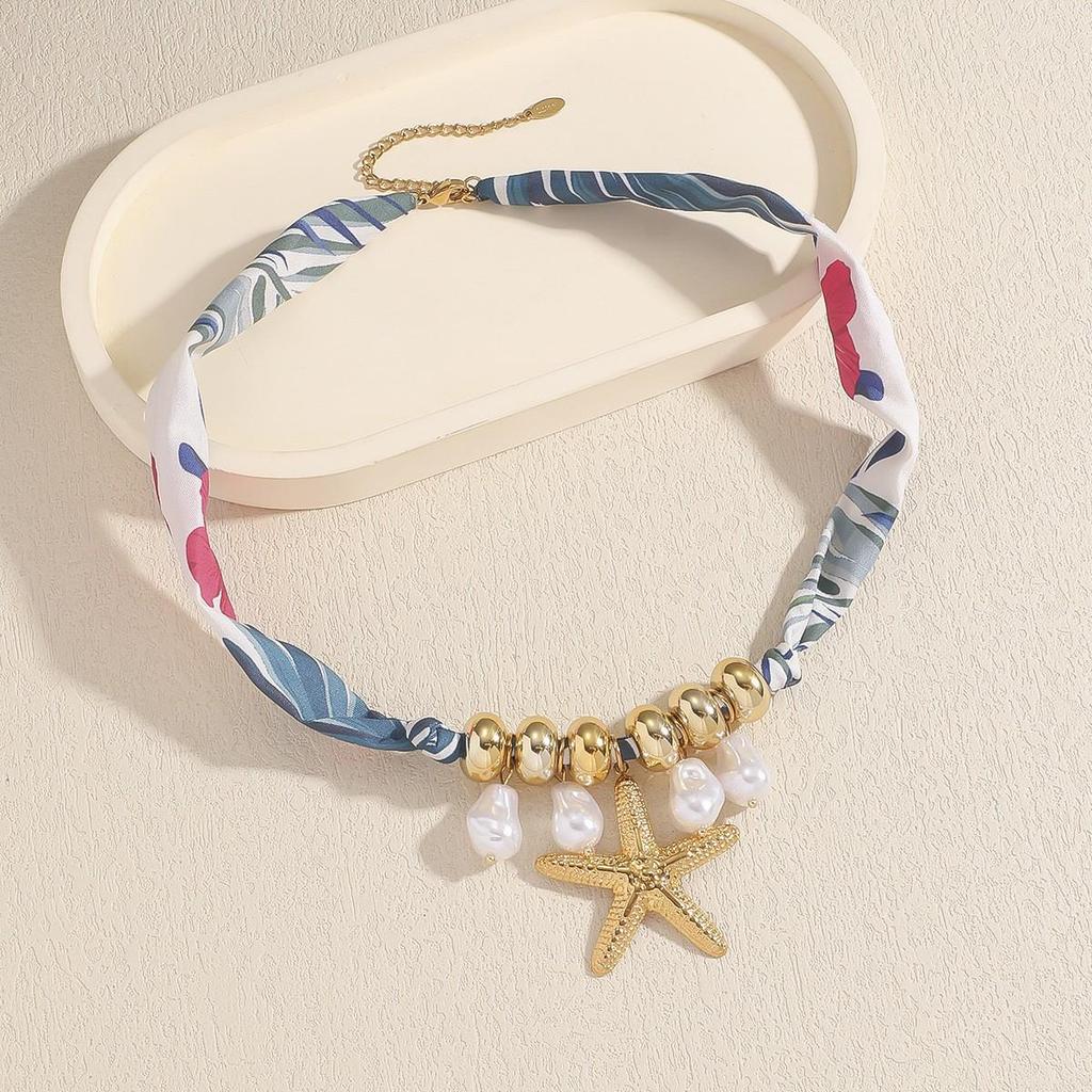Cross-border Starfish Shell Beaded Necklace: Fashionable Handmade Imitation Pearl Jewelry