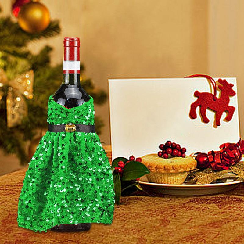 Copribottiglia di Vino di Natale Paillettes Maniche per Bottiglia di Champagne Vestito per Bottiglia di Vino per Natale Matrimoni Feste di Compleanno Forniture