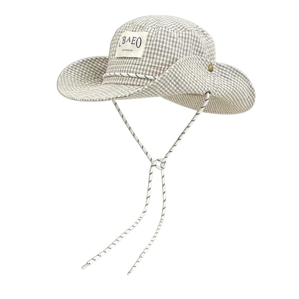 Large Brim Drawstring Bucket Hats Letter Patch Sun Hat Fashion Hiking Caps  Outdoor белый