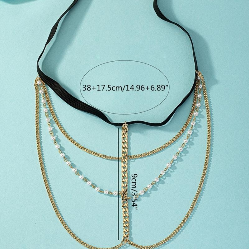 Multiple Layer Pearl Thigh Chain Anti-Slip Elastic Leg Chain Summer Seaside Nightclub Leg Accessories for Hot Girls