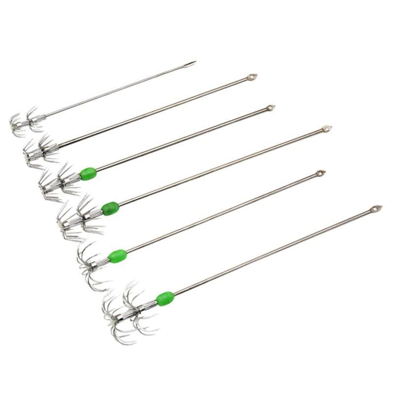 1/8/10/20Pcs/ Box Umbrella Hooks Live Bait Hooks Squid Blow Tubes Octopus Squid Hooks Stainless Steel Fishing Gear Accessories