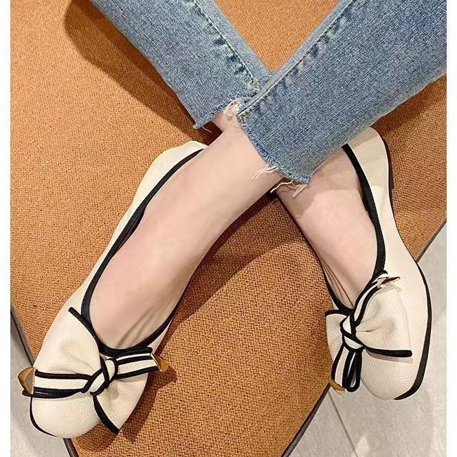 Flat-soled Single Shoes Shallow-mouth Doudou Shoes Women's 2025 New Autumn Soft-soled Casual Women's Shoes 35 To 40 Egg Roll Shoes