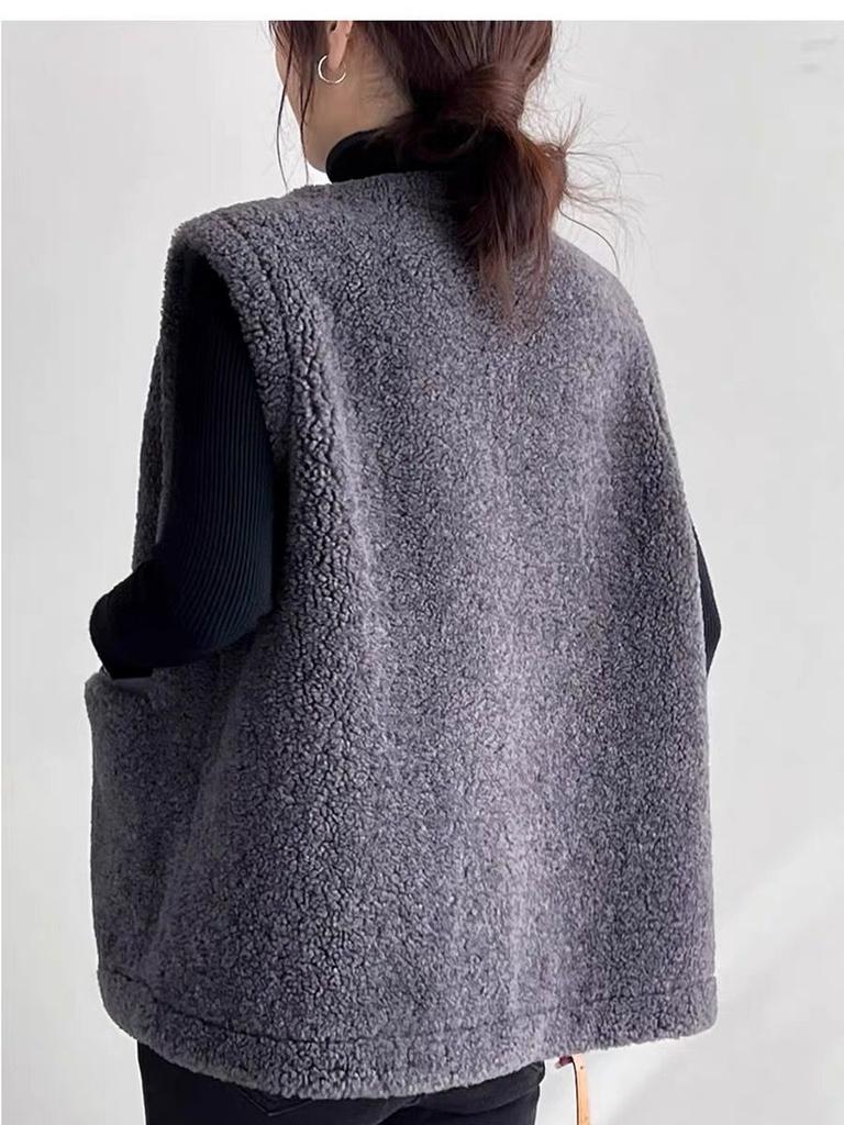 Vest for Women Cotton Autumn Winter Sleeveless Tops Vest Thickened Casual Round-neck Vest