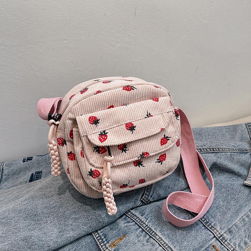 Stylish Fashionable Corduroy Round Crossbody Bag Trendy Everyday Medium Size