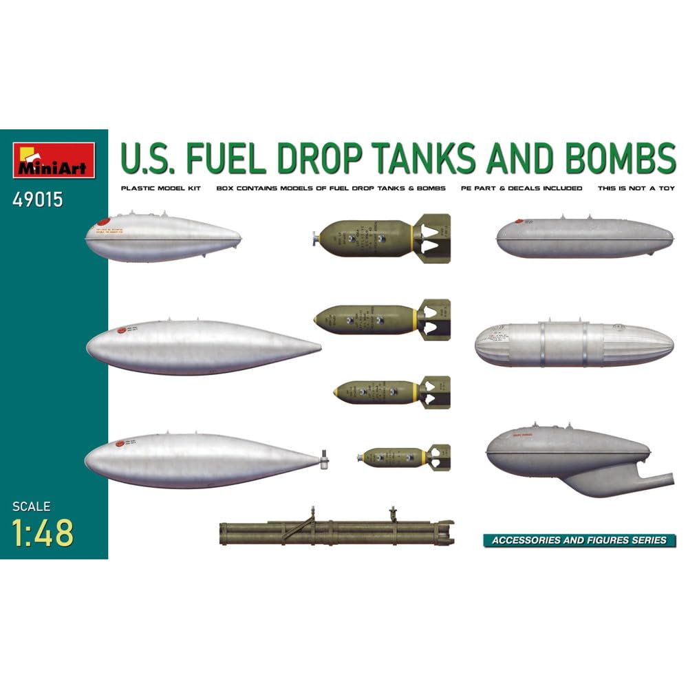 Miniart Scale Diorama Accessory US Military Aircraft Fuel Tank Bomb Set Plastic Model MA49015 1/48 &