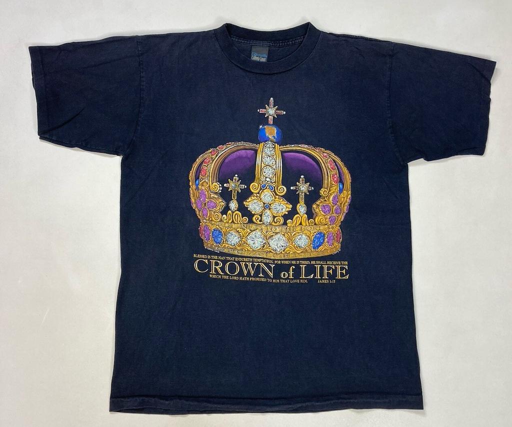 VINTAGE Crown Of Life Religion God Jesus T-shirt Men Large USA 90s Single Stitch