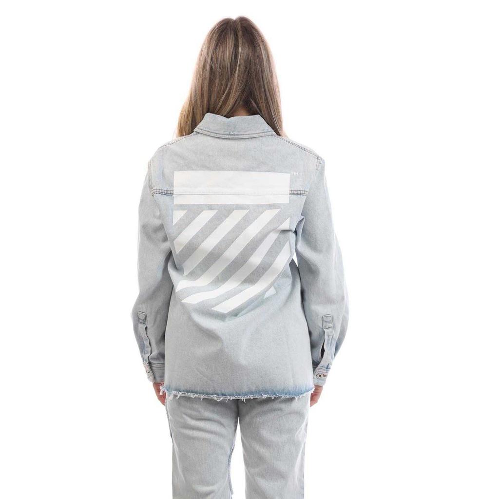 Koszula damska Off White z diagonalnym wzorem i długim rękawem