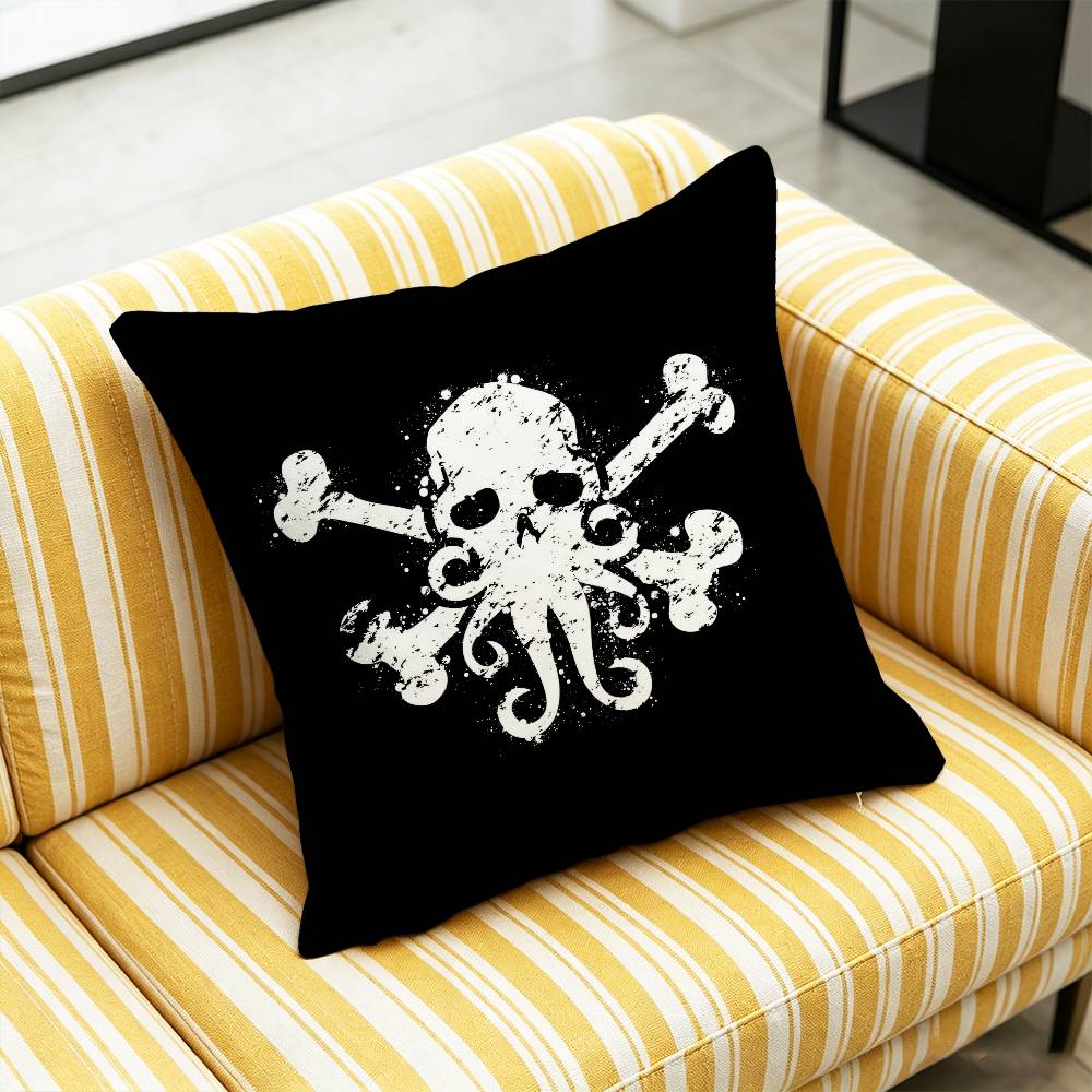 For Fish Cat Skull Pirate Jack Rackham Jolly Roger Throw Pillow Cover Case Custom Decorative Pillowcase Accent Cushion Covers