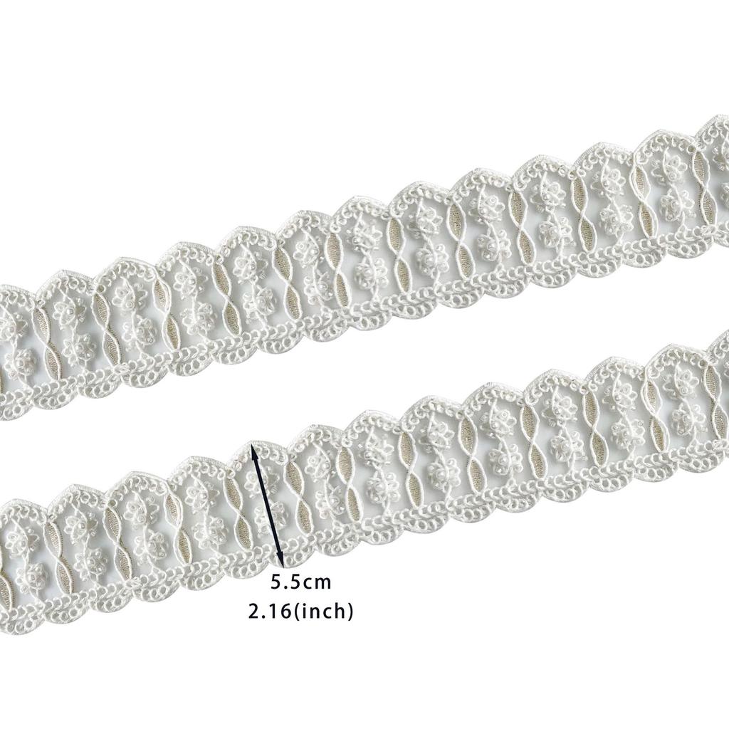 White Lace Handmade Bead Embroidery Barcode Versatile Lolita Skirt Hair Accessories Belt Decorative Webbing