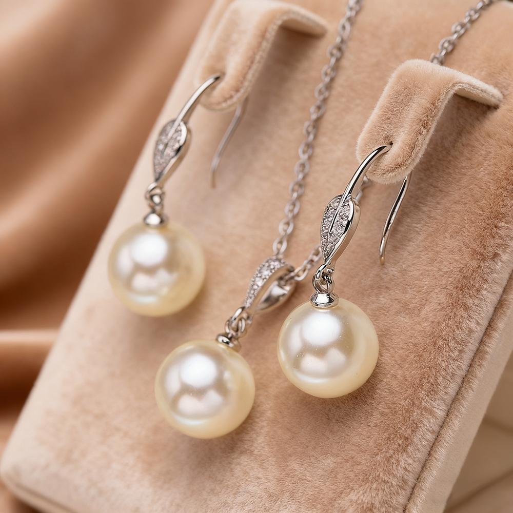 

Набори намист та сережок з імітацією перлів для жінок Модні квіти Кубічний цирконій Підвіска з ланцюжком Подарунок на день народження E