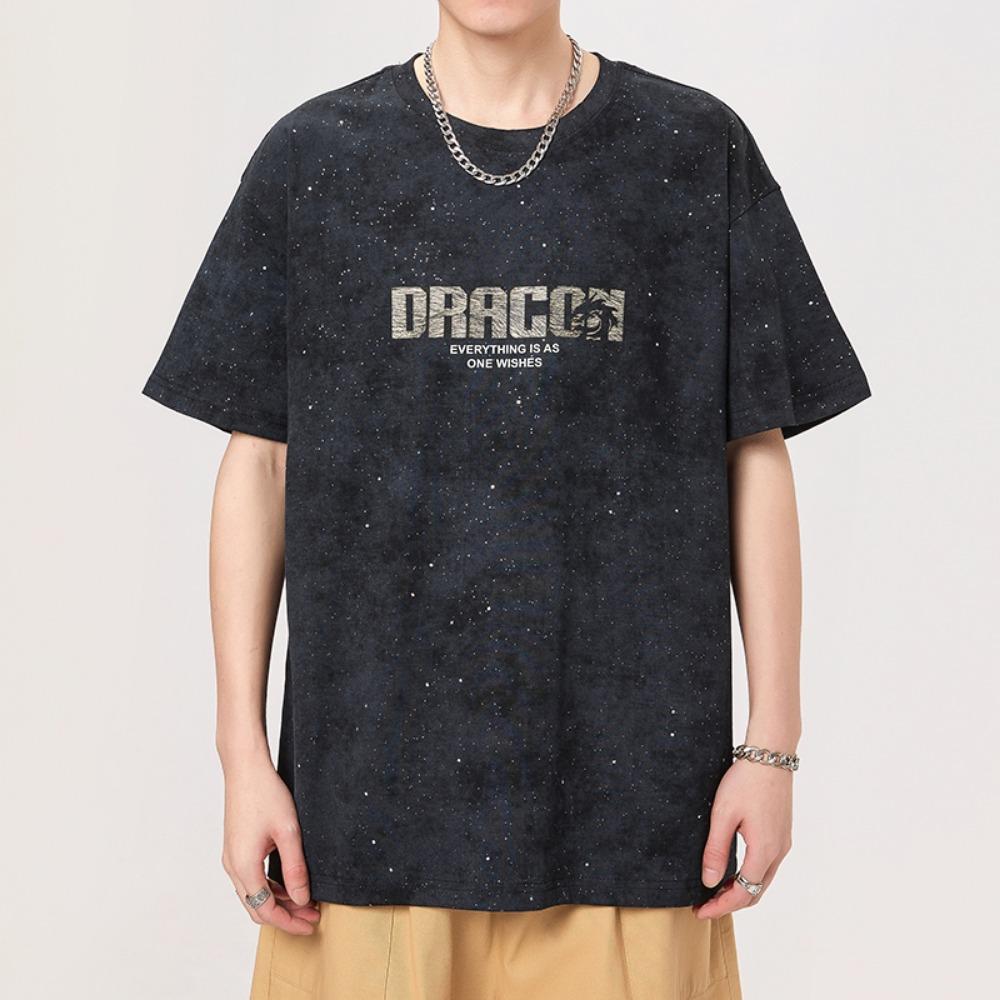 Men s Oversized Washed T-shirt Graphic Printing Casual Street Wear Short-sleeved Top Summer Fashion Tee M