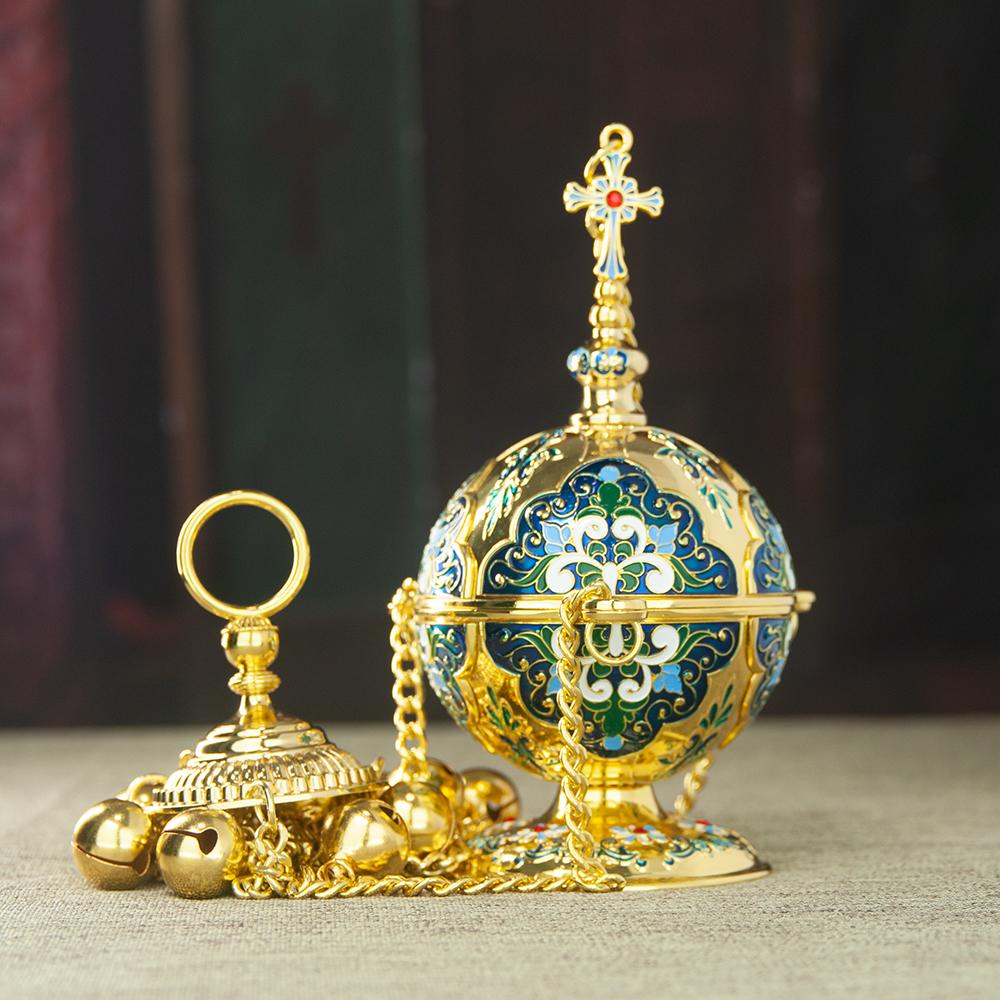 New 2026 HT Church Product Supplier Orthodox Incense Burner and Wall Hook Set Religion Gift Church Home Censer Decoration Gift