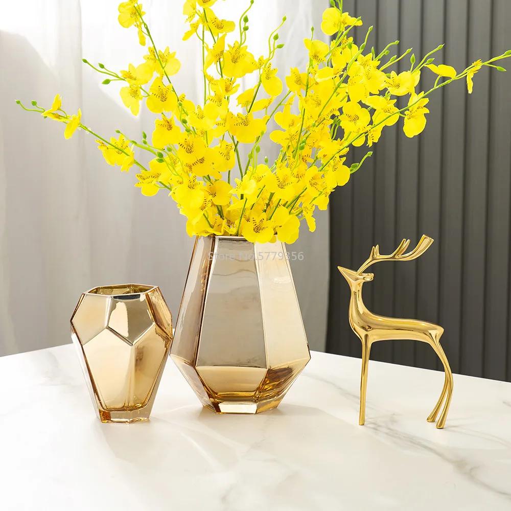 Nordic Style Electroplating Process Glass Vase Modern Decorative Vases Living Room Decoration Home Decor Vases For Interior
