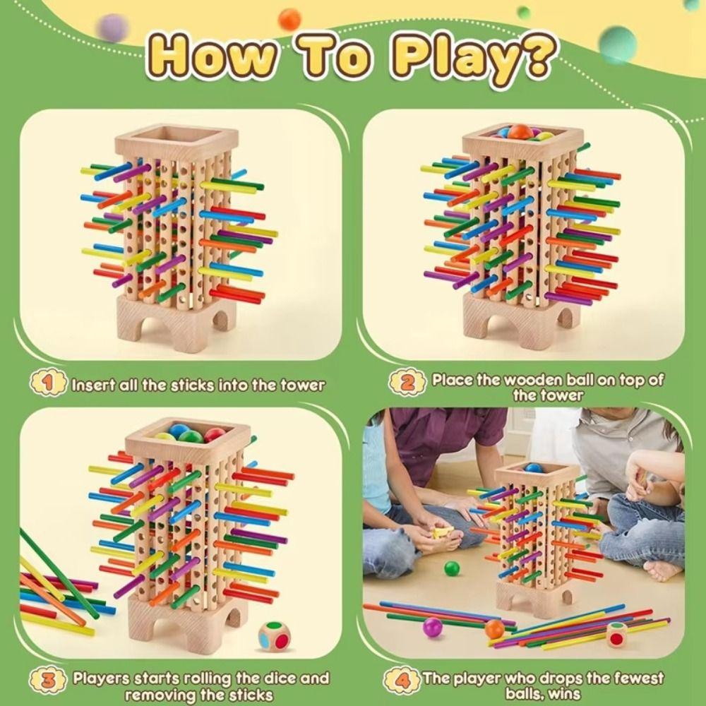 42/16 Colourful Sticks Wooden Stick Board Game Dice Wooden Stick Tower Toy Set  Family