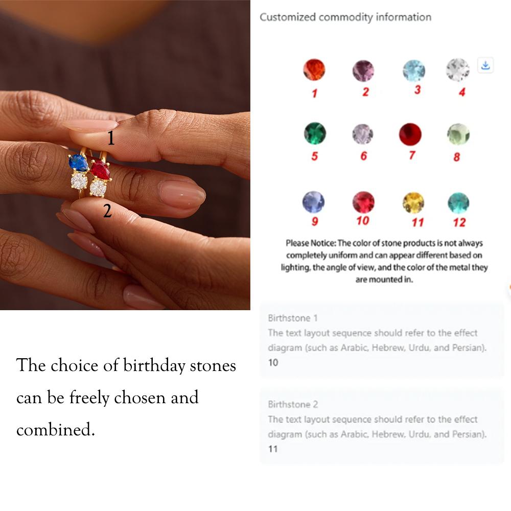 Wedding Proposal Anniversary Custom Birthston Diamond Rings For Women Stainless Steel Gold Color Waterproof Jewelry Birth Gift