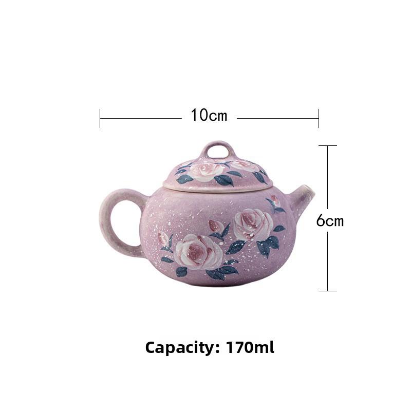 

Hand Painted Purple Monet Rose Ceramic Teapot Large Capacity Gongfu Tea Set for Home Decor Chinese Style Tea Ceremony Gift