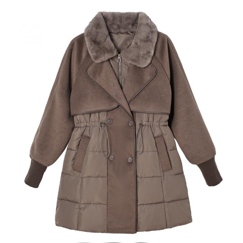Elegant Women's Winter Fur-Lined Cotton Jacket: Fashionable, Thickened, Waist-Cinched, Slimming Design