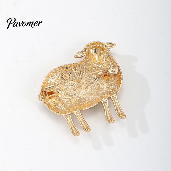 Decorative Lamb Brooch Rhinestone Floral for Women, Flower Sheep Alloy Lapel Pin Pin, Animal Jewelry Clothing Suits Scarves Bags
