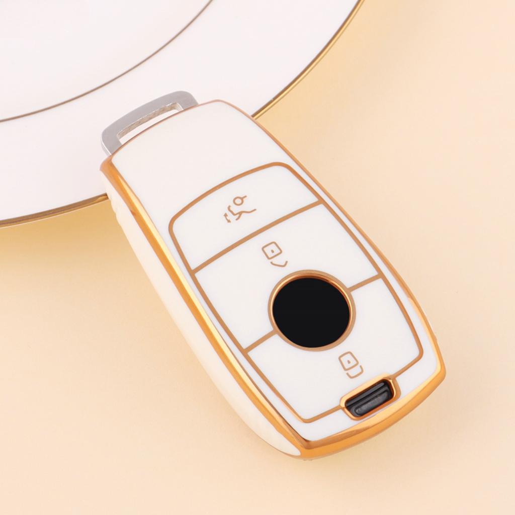 Golden TPU Car Key Case Cover For Mercedes Benz E S G Class GLC CLE CLA GLB GLS W177 W205 W213 W222 X167 AMG E200 E260 Shell Fob