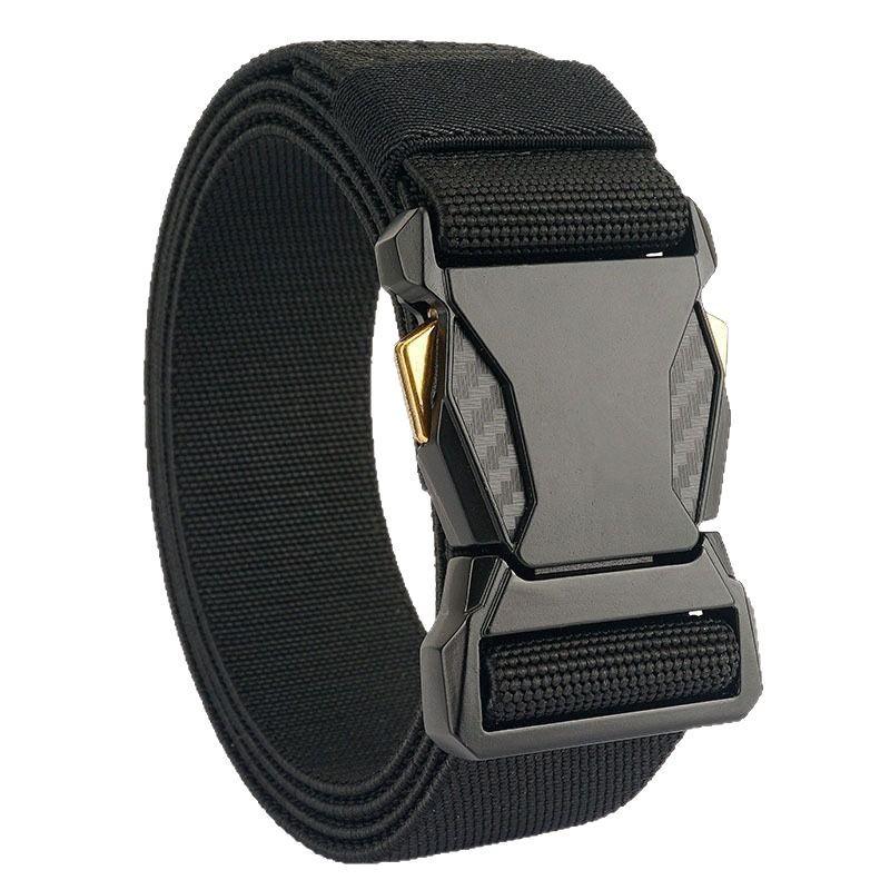 Men's Trendy Leather & Nylon Belt with Automatic Buckle for Jeans & Military Training