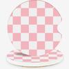 Black Checkerboard Ceramic Car Coasters – Absorbent Car Cup Holder Coaster Set for Women & Men, Cool Aesthetic Car Accessories, 2 Pack