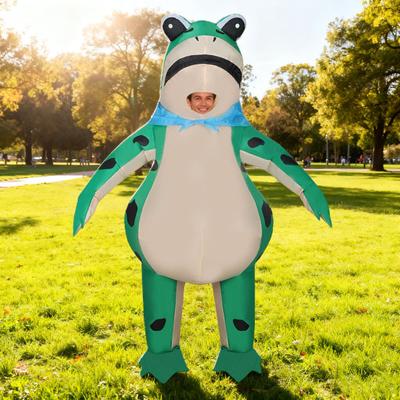 Inflatable Frog Costume for Adult Kid Funny Blow Up Frog Costume with Air Pump Full Body Frog Onesie for Halloween Cosplay