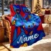Custom Name Personalized Huggy Wuggy Print Blanket, Home Decor, Bedroom, Sofa, Camping, Couch, Gifts for Birthday Christmas