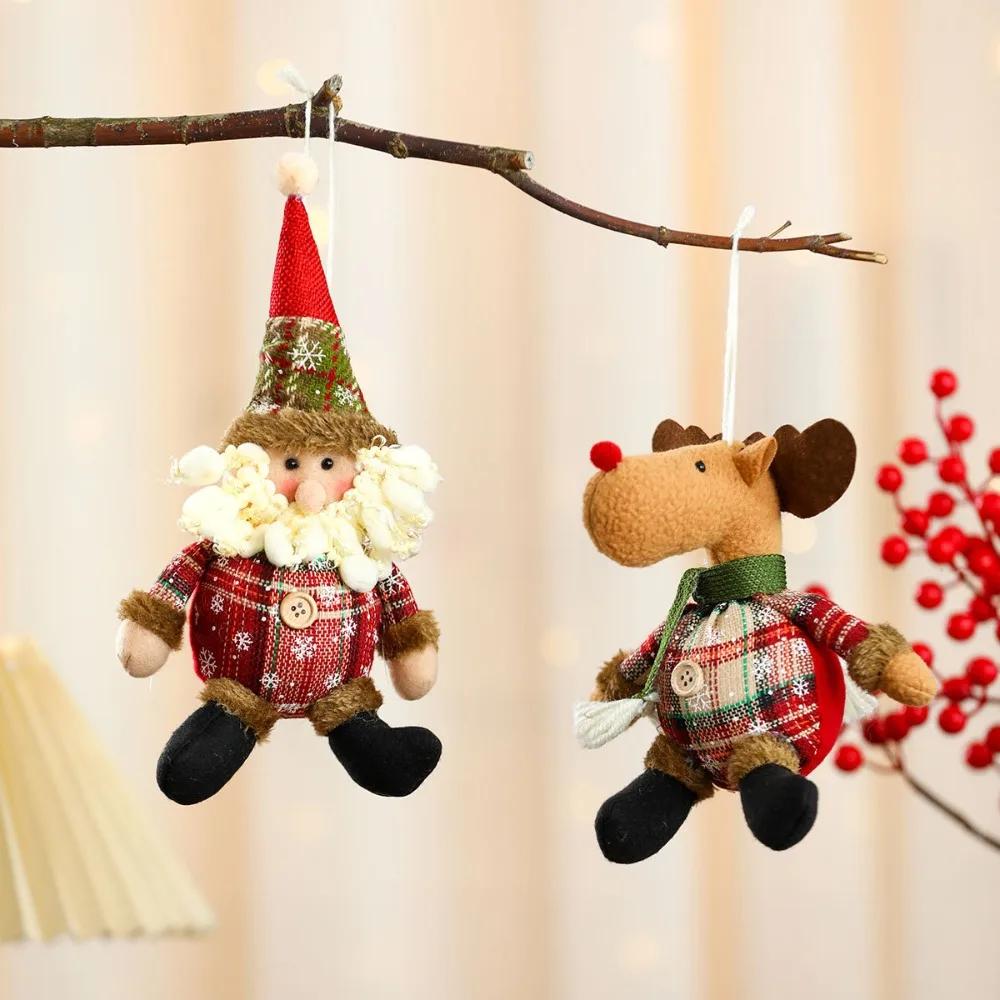 New Christmas Three-dimensional Checkered Cloth Button Ball Pendant Holiday Decoration