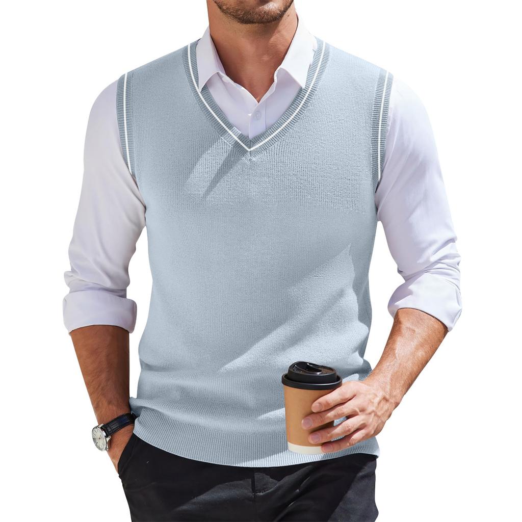 Men's V-neck Vest Sleeveless Knitted Pullover