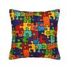 Rainbow Autism Awareness Puzzle Seamless Pattern Pillow Cover  Design Cushion Cover Funny Pillow Case For Office Car Home Decor