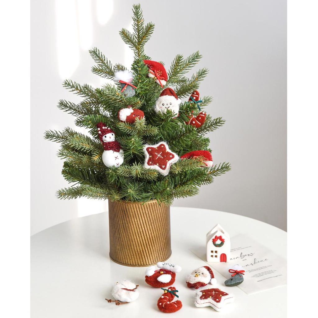 NUCHI Wool Felt Christmas Ornaments: Elk, Star, Snowman, Cane - DIY Decorations