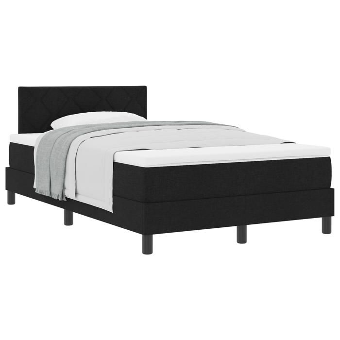 VidaXL Lit à ressorts avec matelas Noir 120x200 cm Tissu 3338757