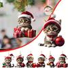 6Pcs Christmas Pendents Set Cartoon 2D Acrylic Cats Ornament with Lanyard Festive Christmas Party Pendant Home DIY Decoration