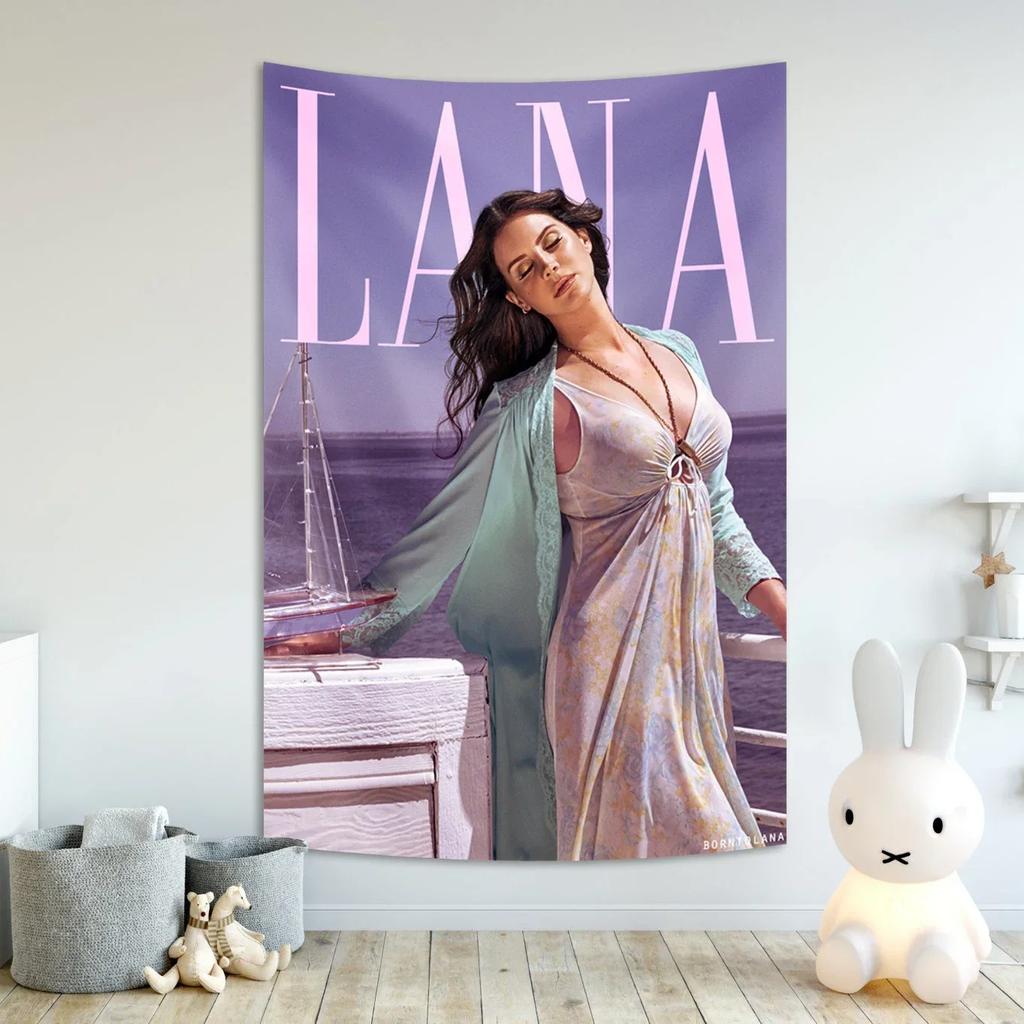 VIKAMA Banner Tappezzeria in Poliestere Lana Del Rey Decorazione Murale Pop Star Americana per Esterno Interno da Appendere per Casa Stanza del Dormitorio