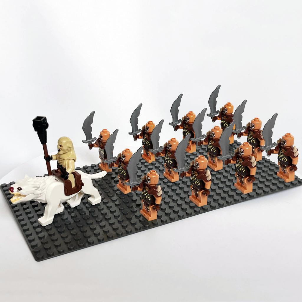 13pcs Medieval Soldiers Lord Sauron Witch-king of Angmar Shadow Orcs Strong Uruk-hai  Minifig Building Block Toys for Kids