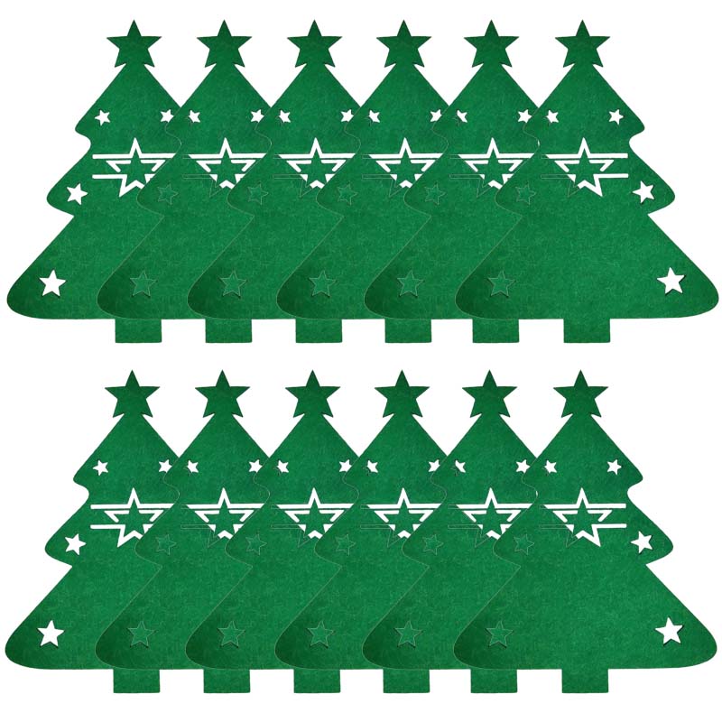 Xmas Tree Cutlery Bag Knife Fork Spoon Felt Holder Bags New Year Christmas Party Tableware Decor Festival Table Ornament