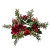 Small Tea Light Candle Holder Wreath Red Berry Garland Centerpiece for Christmas Kitchen Party Decor